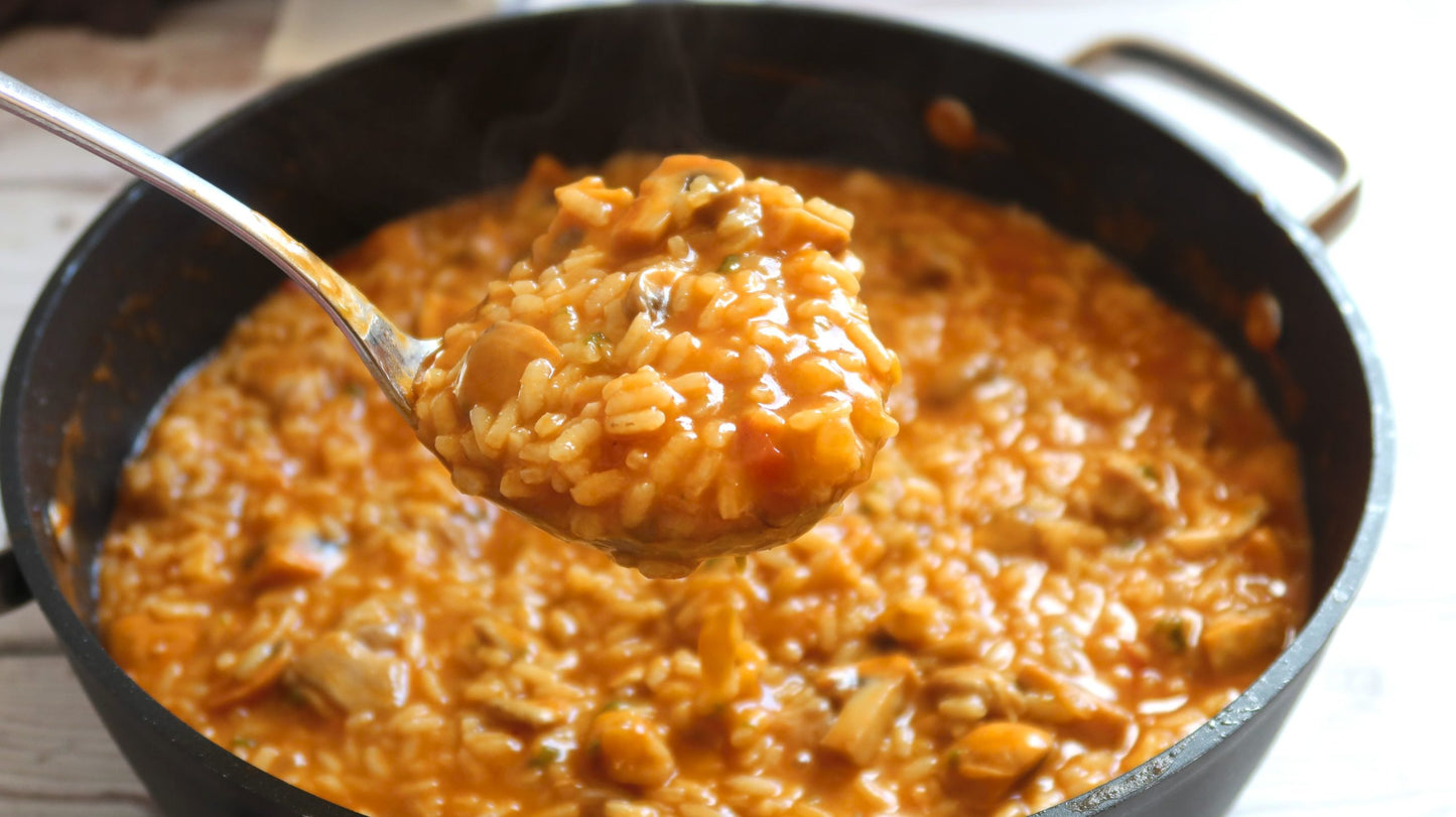 ARROZ MELOSO DE POLLO CAMPERO Y ALCACHOFAS